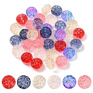 35Pcs Transparent Spray Painted Glass Beads, Flat Round, Mixed Color, 13.5x8.5mm, Hole: 1.2mm(GLAA-YW0001-61)