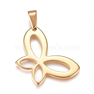 304 Stainless Steel Pendants, Butterfly, Golden, 35x23.5x1.5mm, Hole: 10x4.5mm(STAS-I135-10G)