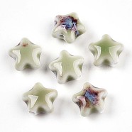 Handmade Porcelain Beads, Star, Bisque, 13.5x15x7.5mm, Hole: 2mm(PORC-H013-05-14)