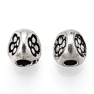 925 Sterling Silver Beads, Textured Triangle, Antique Silver, 4x4.5x4mm, Hole: 1.6mm(STER-T007-65AS)