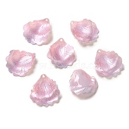 Acrylic Pendants, Leaf, Pink, 25~26x23~24x4~6mm, Hole: 1~1.5mm(SACR-C002-40B)