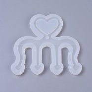 Music Book Clip Food Grade Silicone Molds, Resin Casting Molds, For UV Resin, Epoxy Resin Jewelry Making, Heart Comb, White, 105x115x6mm(DIY-WH0146-45F)