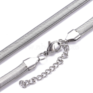 304 Stainless Steel Herringbone Chains Necklaces, with Lobster Claw Clasps, Stainless Steel Color, 16.1 inch(41cm)(NJEW-G340-03P)