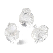 Natural Quartz Crystal Carved Half Hole Beads, Rock Crystal Animal Beads, Monkey, 19x14.5x10.5mm, Hole: 1mm(G-K367-02C)