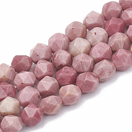 Natural Rhodonite Beads Strands, Star Cut Round Beads, Faceted, 12x11~12mm, Hole: 1.2mm, about 30~32pcs/strand, 14.2~14.6 inch(G-S332-12mm-007)
