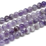 Natural Amethyst Bead Strands, Round, 12mm, Hole: 1mm, about 33pcs/strand, 14.76 inch(G-T049-12mm-23)