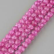 Synthetic Crackle Quartz Beads Strands, Round, Dyed, Magenta, 6mm, Hole: 1mm, about 66pcs/strand, 15.7 inch(GLAA-S134-6mm-04)