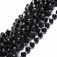 Natural Black Tourmaline Beads Strands, Faceted, Bicone, 8x8mm, Hole: 1mm, about 40pcs/strand, 15.24''(38.7cm)(G-E569-C15)