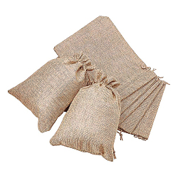 Burlap Packing Pouches Drawstring Bags, Peru, 23x17cm(ABAG-BC0001-04)