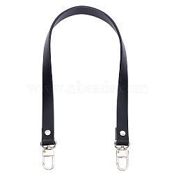 Cowhide Leather Bag Handles, with Alloy Swivel Clasps, for Bag Replacement Accessories, Black, 64x1.9x1.15cm(FIND-WH0090-29B-02)