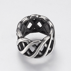 304 Stainless Steel Beads, Ring, Antique Silver, 11.5x7mm, Hole: 8.5mm(STAS-F144-046AS)