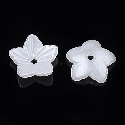 5-Petal ABS Plastic Imitation Pearl Bead Caps, Flower, Creamy White, 12x12x3.5mm, Hole: 1.5mm(X-OACR-S020-29)