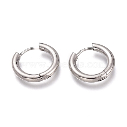 201 Stainless Steel Huggie Hoop Earrings, with 304 Stainless Steel Pin, Hypoallergenic Earrings, Ring, Stainless Steel Color, 9 Gauge, 18.5x3mm, Pin: 1mm(EJEW-L256-05C-P)