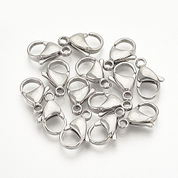 Tarnish Resistant 304 Stainless Steel Lobster Claw Clasps, Stainless Steel Color, 9x6x3mm, Hole: 1mm(X-STAS-T029-9)