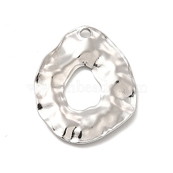 304 Stainless Steel Pendants, Textured, Irregular Oval Charm, Stainless Steel Color, 31x25x2mm, Hole: 2.5mm(STAS-B032-18P)