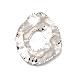 Non-Tarnish 304 Stainless Steel Pendants, Textured, Irregular Oval Charm, Stainless Steel Color, 31x25x2mm, Hole: 2.5mm(STAS-B032-18P)