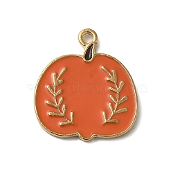 Thanksgiving Day Golden Tone Alloy Enamel Pendants, Pumpkin, 27x13x1.5mm, Hole: 1.6mm(ENAM-M002-01D-G)