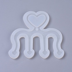 Music Book Clip Food Grade Silicone Molds, Resin Casting Molds, For UV Resin, Epoxy Resin Jewelry Making, Heart Comb, White, 105x115x6mm(DIY-WH0146-45F)