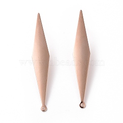 201 Stainless Steel Stud Earring Findings, with Horizontal Loop and 316 Stainless Steel Pin, Rhombus, Real Rose Gold Plated, 46x8mm, Hole: 1.4mm, Pin: 0.7mm(STAS-K241-27RG)