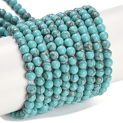 Synthetic Turquoise Beads Strands, Round, Dyed, Dark Cyan, 3mm, Hole: 0.8mm, about 131pcs/strand, 15.16''(38.5cm)(G-U004-02P)