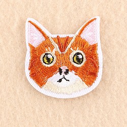 Computerized Embroidery Cloth Iron on/Sew on Patches, Costume Accessories, Appliques, Cat, Chocolate, 4x3.7cm(X-DIY-F030-16A)