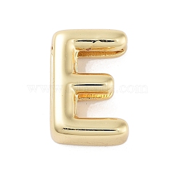 Rack Plating Brass Beads, for Personalized Name Necklace Making, Cadmium Free & Lead Free, Long-Lasting Plated, Real 18K Gold Plated, Letter E, 14.5x9.5x4.5mm, Hole: 1.5x10.5mm(KK-A208-10E)