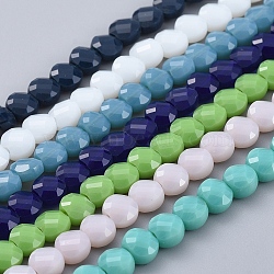 Glass Beads Strands, Faceted, Flat Round, Mixed Color, 6x4mm, Hole: 1.2mm, about 98pcs/Strand, 22 inch(53.5cm)(EGLA-J149-B)