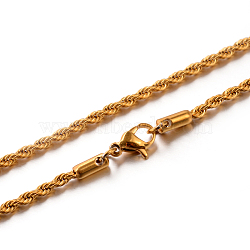 Ion Plating(IP) 304 Stainless Steel Rope Chain Necklaces, Golden, 19.7 inch(50cm), 2.2mm(STAS-M174-012G)