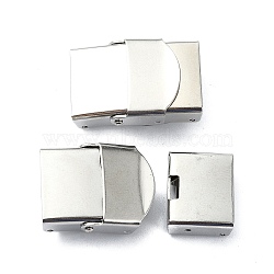 Non-Tarnish 201 Stainless Steel Watch Band Clasps, Rectangle, Stainless Steel Color, 25.5x18x5.2mm(STAS-C089-05C-P)