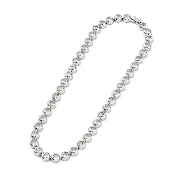 BrassMicro Pave Cubic Zirconia Chain Necklaces, Platinum, 15.94 inch(405mm)