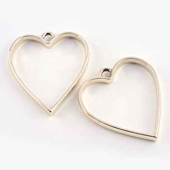 30Pcs Rack Plating Alloy Heart Open Back Bezel Pendants, For DIY UV Resin, Epoxy Resin, Pressed Flower Jewelry, Cadmium Free & Nickel Free & Lead Free, Golden, 34x30.2x3.7mm, Hole: 3mm