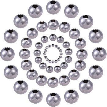 304 Stainless Steel Spacer Beads, Round & Rondelle, Stainless Steel Color, 3~8x2~6mm, Hole: 1~3mm, 200pcs/box