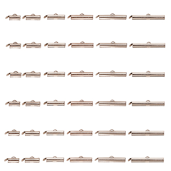 120Pcs 6 Styles Iron Slide On End Clasp Tubes, Cadmium Free & Lead Free, Slider End Caps, Platinum, 5.5~6x10~30x4mm, Hole: 1mm, 20pcs/style