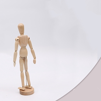 Unfinished Blank Wooden Puppet, Drawing Figure Model with Flexible Joints, Human Mannequin Sketch Arts, for DIY Hand Painting Crafts, Bisque, 14cm