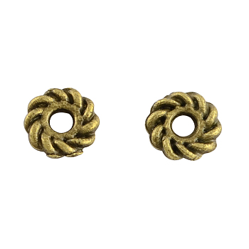 Tibetan Style Alloy Donut Spacer Beads, Cadmium Free & Nickel Free & Lead Free, Antique Bronze, 5.5x1mm, Hole: 1.5mm