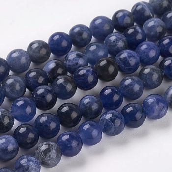 Natural Sodalite Beads Strands, Grand A, Round, 6mm, Hole: 0.8mm, about 65pcs/strand, 16 inch
