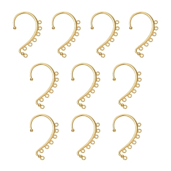 Alloy Ear Cuff Findings, with 7 Loops, Ear Wrap Earring Hooks for Non Piercing Earring Making, Golden, 58x35x2mm, Hole: 2.5mm