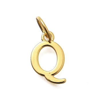 925 Sterling Silver Pendants, Real 18K Gold Plated, Letter, Letter Q, 11.5x7x1mm, Hole: 4mm