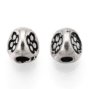 925 Sterling Silver Beads, Textured Triangle, Antique Silver, 4x4.5x4mm, Hole: 1.6mm