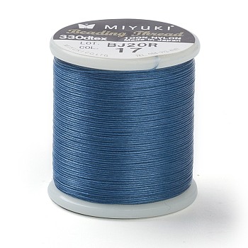 MIYUKI Beading Nylon Thread B, 330 DTEX/0.203mm/0.008", for Seed Beads, #17, Steel Blue, 0.16mm, 55 yards(50 meters)/roll