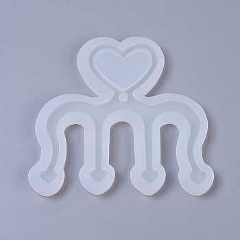 Music Book Clip Food Grade Silicone Molds, Resin Casting Molds, For UV Resin, Epoxy Resin Jewelry Making, Heart Comb, White, 105x115x6mm