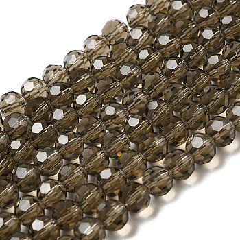 Transparent Glass Beads, Faceted(32 Facets), Round, Dark Goldenrod, 8mm, Hole: 1mm, about 72pcs/strand, 20.67 inch(52.5cm)