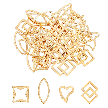 304 Stainless Steel Linking Rings, Mixed Shapes, Golden, 40pcs/Box