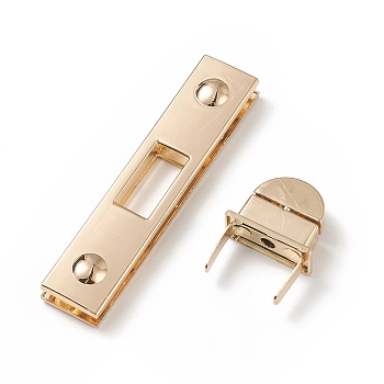 (Defective Closeout Sale: Scratch), Alloy Twist Lock Clasp Accessories, Handbags Turn Lock, Rectangle, Light Gold, 7.3x1.5x3cm