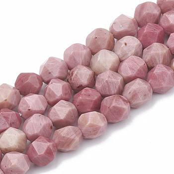 Natural Rhodonite Beads Strands, Star Cut Round Beads, Faceted, 12x11~12mm, Hole: 1.2mm, about 30~32pcs/strand, 14.2~14.6 inch