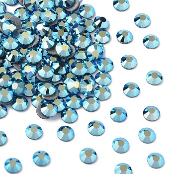 Preciosa&reg Crystal Hotfix Flatback Stones, Czech Crystal, Round(438 11 612 Chaton Rose VIVA 12 &reg), 60310 200 Capri Blue AB, SS8(2.3~2.5mm)