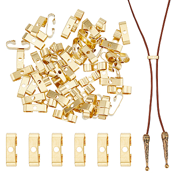 60Pcs Brass Bolo Tie Slide Clasp, Slide Findings, Golden, 17x5x6mm, Hole: 2.5mm