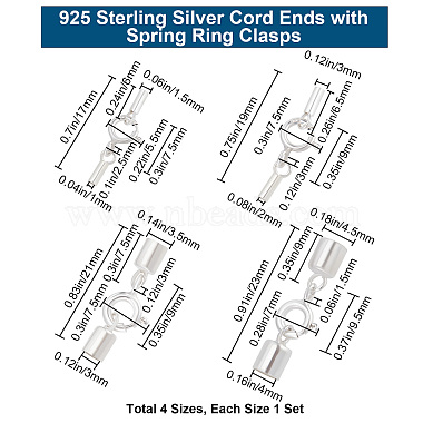 Beebeecraft 4 Sets 4 Größe 925 Federringverschlüsse aus Sterlingsilber(STER-BBC0001-44)-2