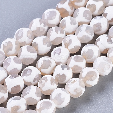 8mm White Round Tibetan Agate Beads