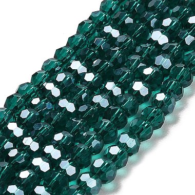 4mm Teal Round Electroplate Glass Beads